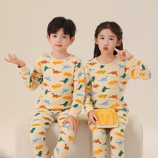 【儿童秋衣秋裤纯棉套装】 保暖内衣中小童家居服男女通打底睡衣暖绒 商品图3