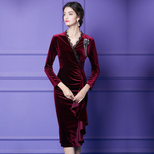 胸花丝绒裙YY20911 商品图4