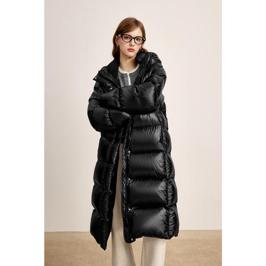 【商场同款】诗凡黎90鸭绒连帽中长羽绒服2024冬新款女3FB780141 商品图0