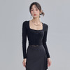 跃牌【海听系列】2025新款带胸垫纯欲性感修身瑜伽服短款方领纽扣长袖上衣XC55 商品缩略图1