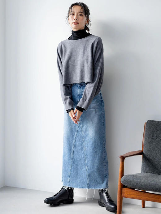 23区日系春季通勤宽松羊毛棉混纺圆领套头二件套针织毛衣商场同款 商品图2