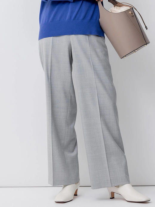 23区日系春季通勤羊毛混纺半松紧腰直筒长裤休闲阔腿裤商场同款 商品图0