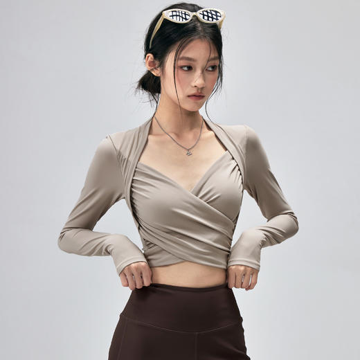 跃牌【海听系列】瑜伽服女秋冬固定杯运动上衣高颜值新款长袖XC49 商品图2