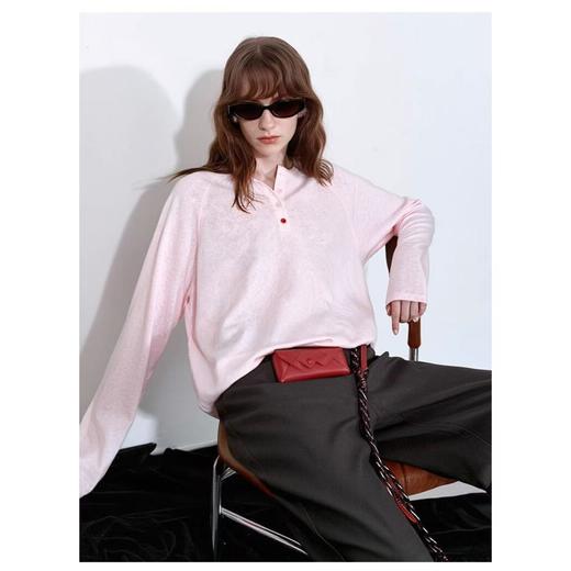 （小眠专属）【预售5天发货】绯纱粉插肩袖亨利衫  | 3D立体剪裁+高克重雪花棉，立挺有型不软塌，有颜值有质感 商品图3