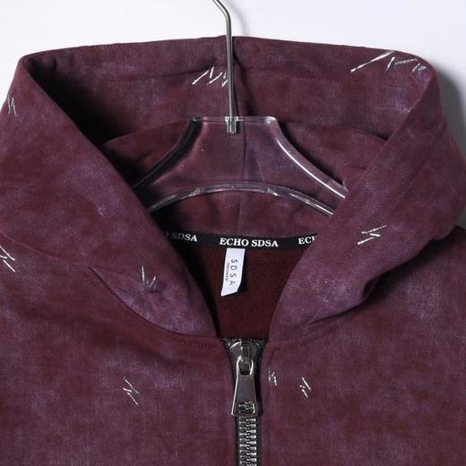 SDSA男士秋冬新款痞帅男装休闲国潮复古滴胶拉链连帽卫衣百搭舒适 商品图2