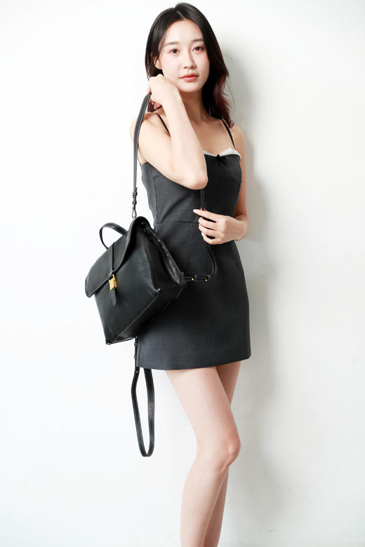 公文包+月牙包一起，大容量中性风复古丹宁牛皮双肩包背包C092360 商品图0