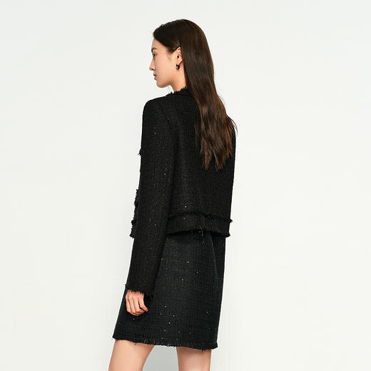 NEELLY纳俪商场同款秋季新款时尚小香风毛边花呢正肩短外套女N25094C04626 商品图1