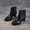 ZM 258699皮靴子尖头瘦瘦靴粗跟高跟显瘦短筒靴 商品缩略图3
