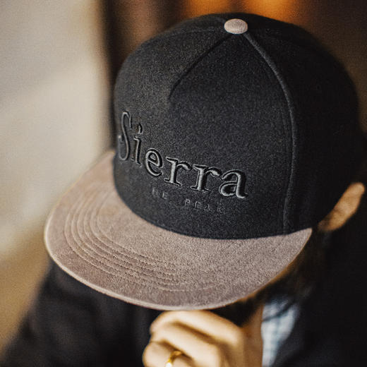 马登工装美式平檐棒球帽黑色毛呢刺绣鸭舌帽子五片嘻哈帽男款秋冬 商品图0