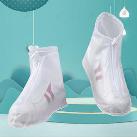 中筒加厚防水鞋套防滑耐磨雨鞋套拉链款防雨鞋套成人PVC雨鞋套