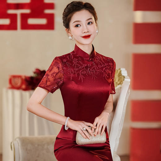 醋酸婚宴喜婆婆喜妈妈婚宴礼服旗袍YD05610 商品图1