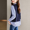 雀说拼接假两件条纹衬衫女长袖新款宽松显瘦文艺气质上衣AL29083 商品缩略图3