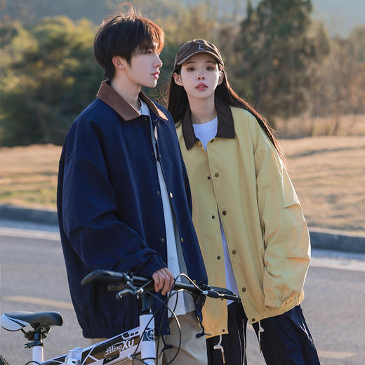 男装女春秋日系咔哈特外套复古宽松撞色翻领工装防水夹克 商品图1