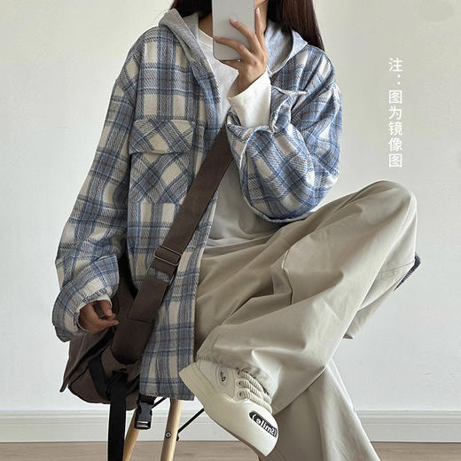 裁缝学苑QL13格子连帽衬衫纸样宽松长袖衬衣上衣外套复古男女版型图纸 商品图2