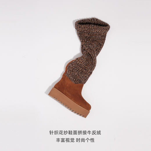 lost in echo2025秋冬新款时尚复古针织拼接堆褶显瘦厚底雪地靴女 商品图2