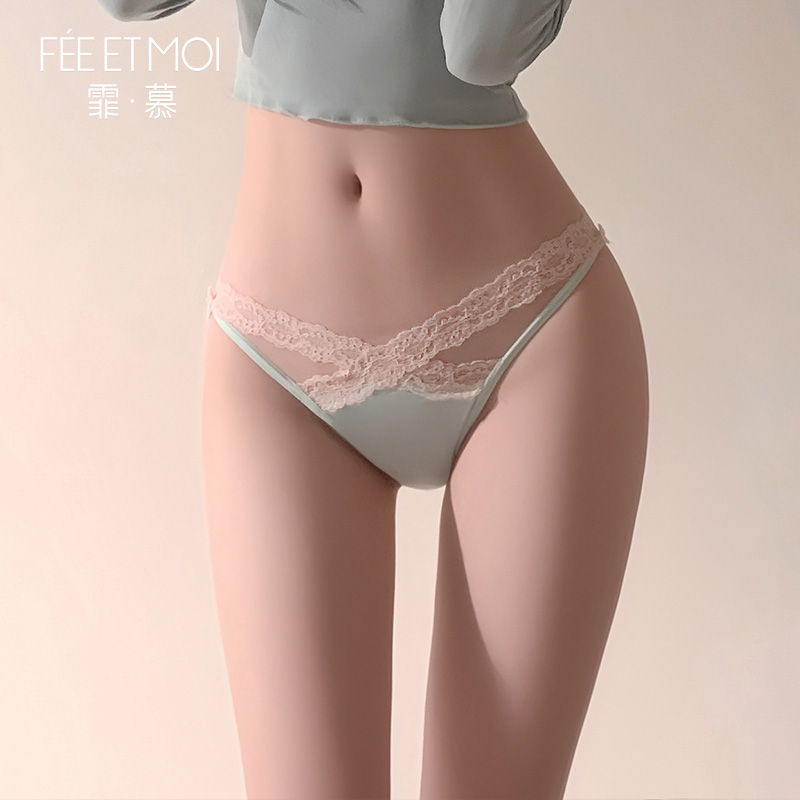 蕾丝饰边网纱透臀内裤7122（可穿戴跳蛋）
