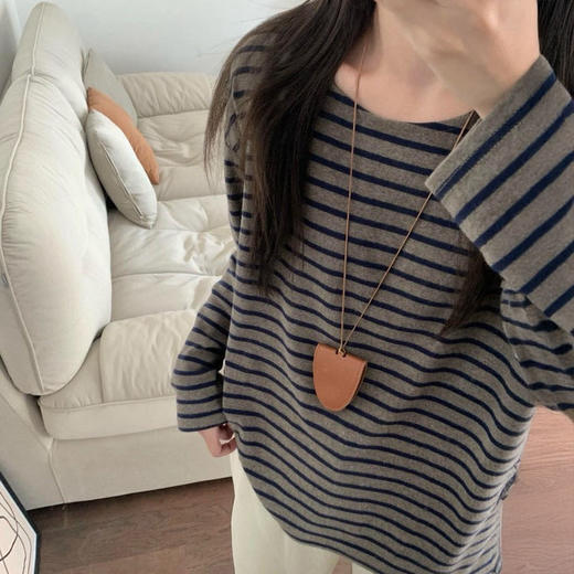 suoreoe 条纹T恤 宽松慵懒感 显白百搭 内搭/外穿 商品图5