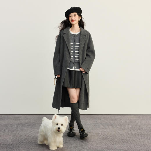 【09/26新品】熙世界经典复古miu系条纹毛衣女2025秋冬款圆领长袖软糯针织开衫 商品图4