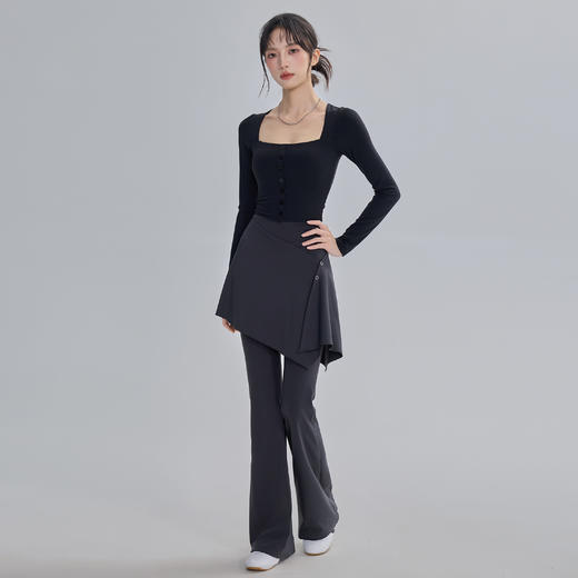 跃牌【海听系列】2025新款带胸垫纯欲性感修身瑜伽服短款方领纽扣长袖上衣XC55 商品图4