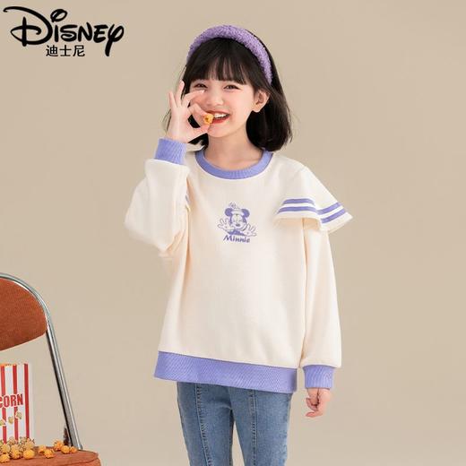 迪士尼女童加绒卫衣一体绒儿童打底衫半高领秋冬女大童上衣冬季潮 商品图2