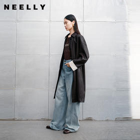 NEELLY纳俪商场同款秋冬新款经典时髦长风衣女复古翻领廓形外套N25091F01145