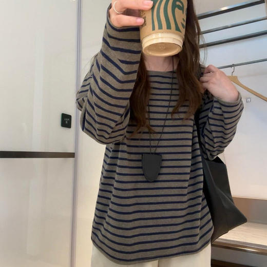 suoreoe 条纹T恤 宽松慵懒感 显白百搭 内搭/外穿 商品图2