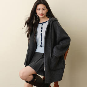 【严选】孟子义代言诗凡黎含羊绒连帽双面呢外套2025秋冬松弛落肩廓形大衣7GA170781