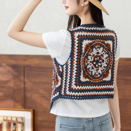 苏苏姐家蓝染拼花马甲手工diy钩针自制羊毛线编织毛线团材料包 商品图3