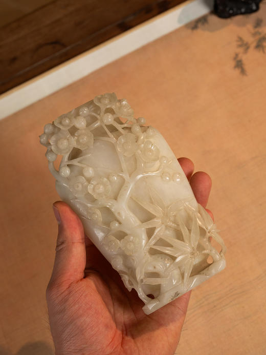 清	玉雕竹梅双清赏瓶 商品图3