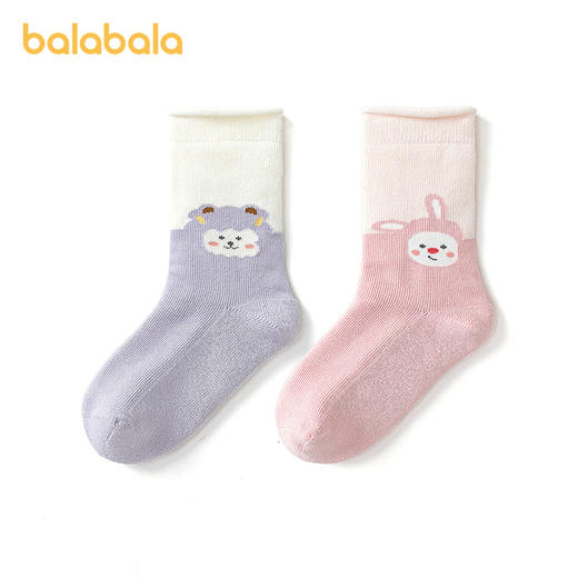 巴拉巴拉宝宝袜子冬季保暖袜婴幼儿短袜提花萌两双装 商品图4
