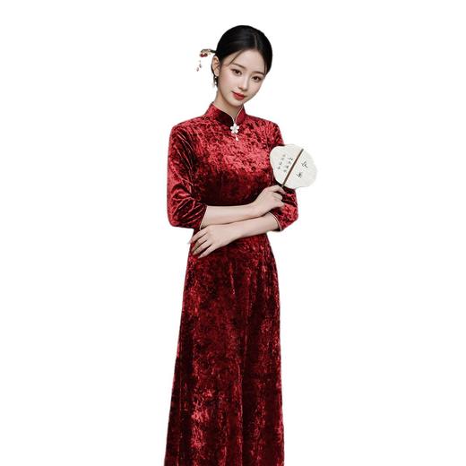 SY2686 2025年新款旗袍秋冬款长款时尚显瘦复古高档连衣裙 商品图4