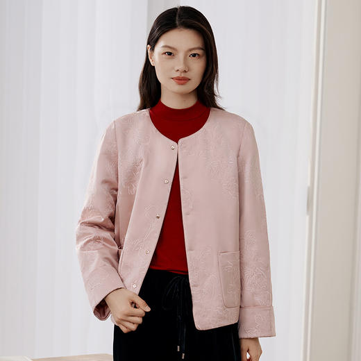 一起红】金三塔100%桑蚕丝填充保暖外套女中式福蝶刺绣保暖棉袄  YSFFD706 商品图3