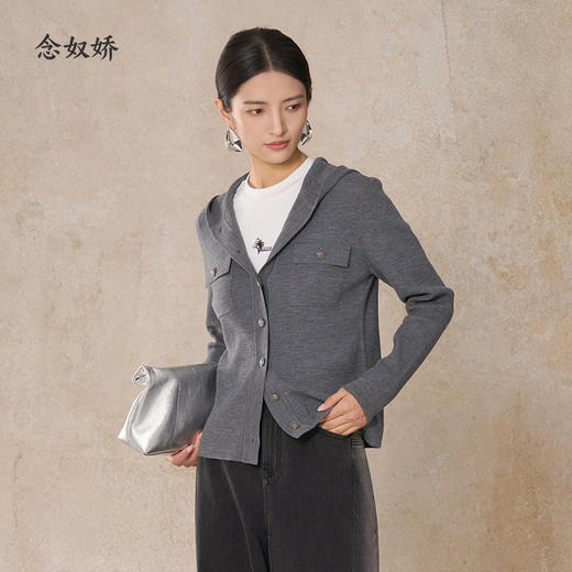 【商场同款】CNR5917 “ MIU系学院开衫 ” 减龄学院风，罗纹针法显瘦藏肉 超细羊毛纱线软糯舒适 商品图0