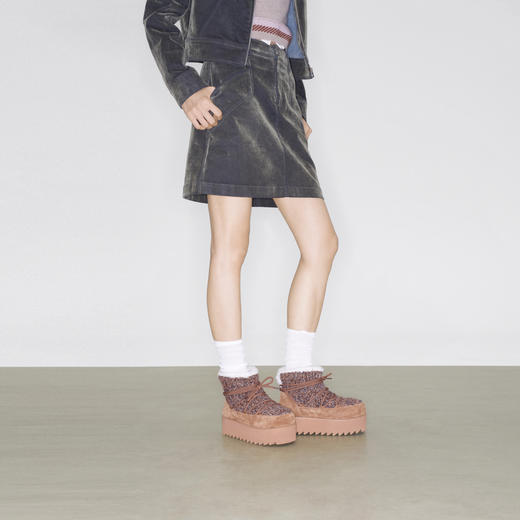 lost in echo2025秋冬新款时尚拼接针织短款超轻厚底增高雪地靴女 商品图3