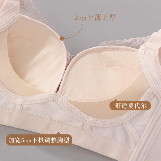 ZYQ-637  小胸聚拢内衣透气收副乳无钢圈莫代尔上托显大调整型蕾丝文胸女士（单件） 商品图3