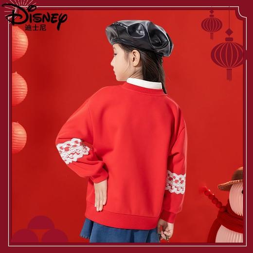 迪士尼女童卫衣冬季加绒加厚红色上衣儿童拜年服女大童新年衣服潮 商品图3