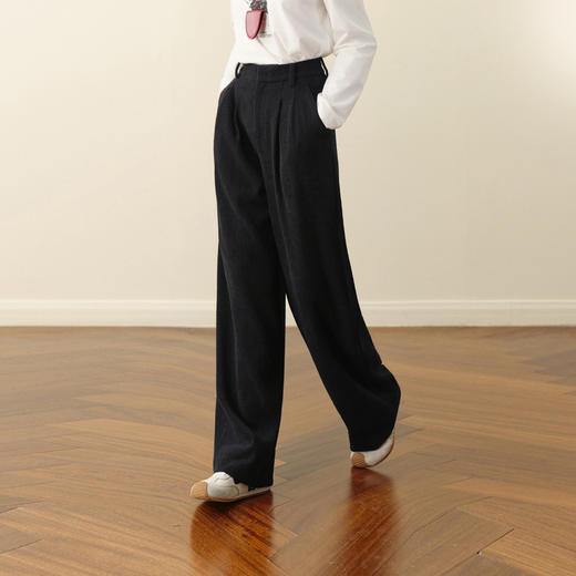 【严选】孟子义代言诗凡黎雪尼尔直筒拖地西装裤2025秋新款高腰垂感休闲裤7GA151301 商品图0