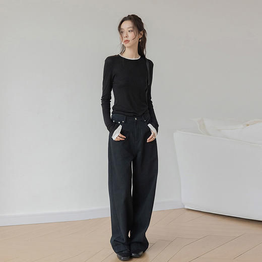  47.5%莱赛尔 4.4%羊毛   醋酸云柔零压云感系列羊毛醋酸打底衫 A-5238 商品图5