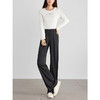 【专属特价】熙世界窄版阔腿裤女春秋新款高腰休闲宽松弹力针织直筒裤糯米裤子 商品缩略图2