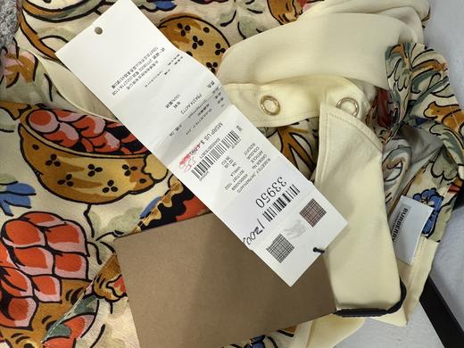 瑕疵 不退不换 BUR*E**Y/巴*莉 女士印花拼色丝绸翻领长袖衬衫 商品图4