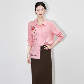 WL 2512702重工刺绣衬衫天丝亚麻休闲宽松时髦