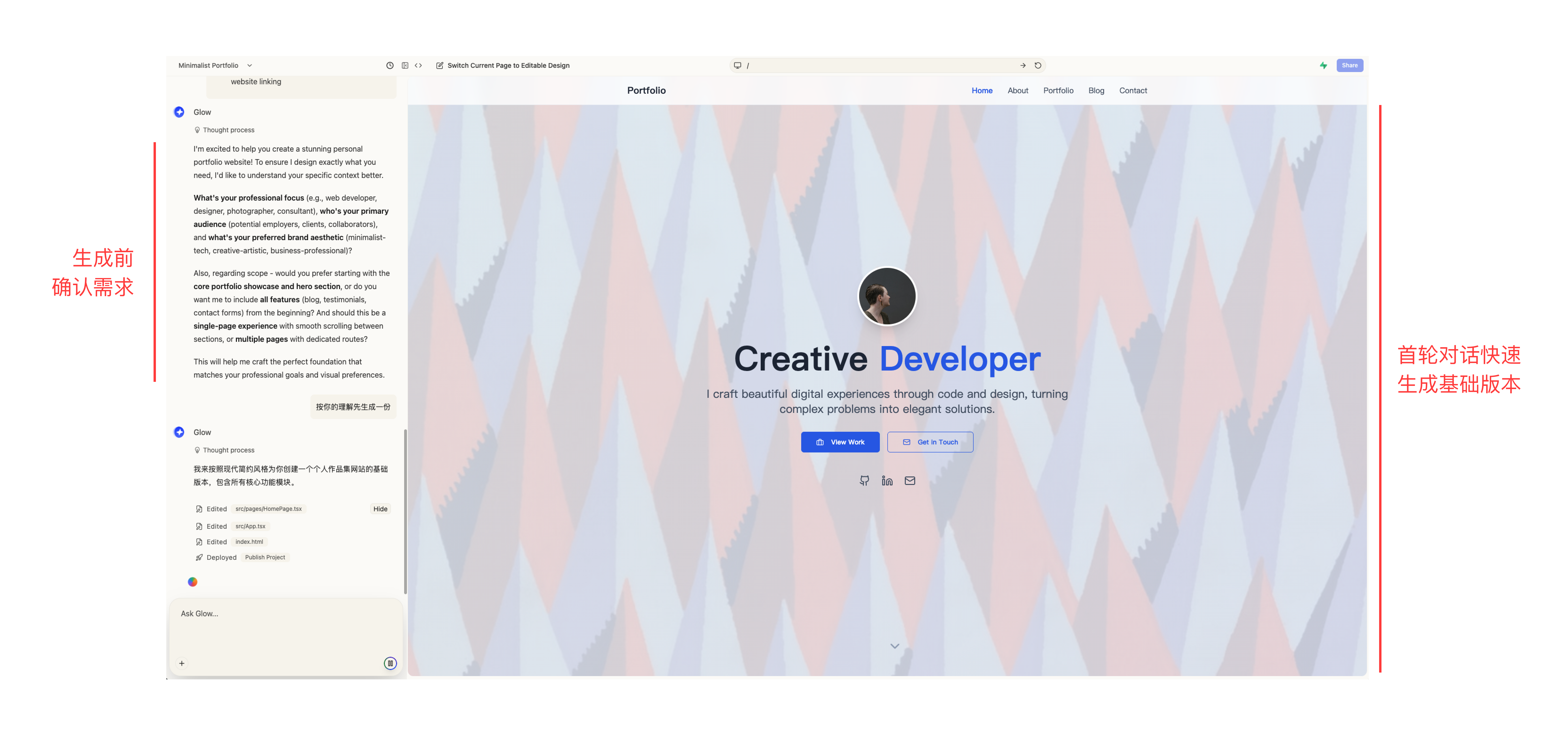 Glow staged generation confirmation