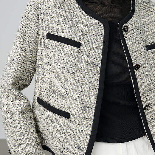 NEELLY纳俪商场同款秋季新款气质小香风短外套女撞色百搭简约上衣N25094C04617 商品图2