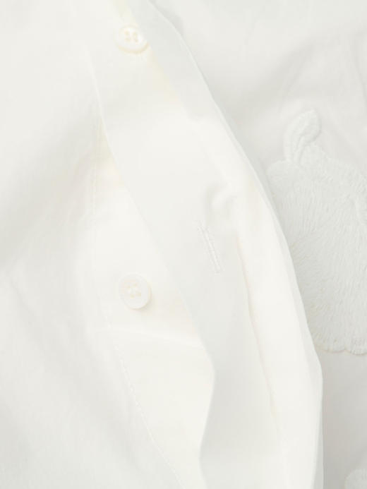 复古风白色立领衬衫女 精致花朵刺绣宽松显瘦长袖衬衣 文艺范上衣 商品图3