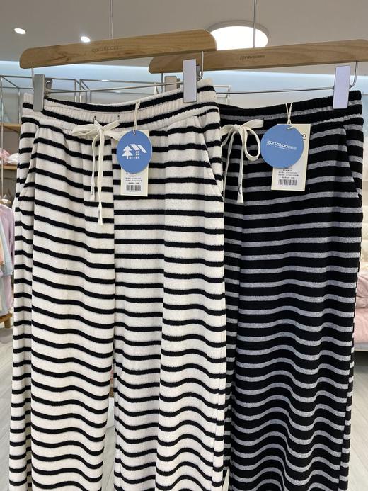 松植屋慵懒条纹绒绒裤女款春秋直筒阔腿裤高腰显瘦宽松休闲 商品图1