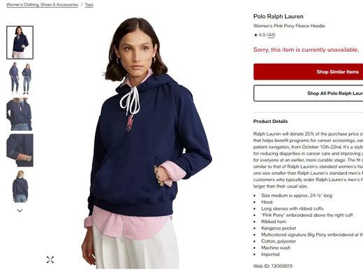 原单RL联名款Pink Pony粉红小马 系列卫衣 商品图12