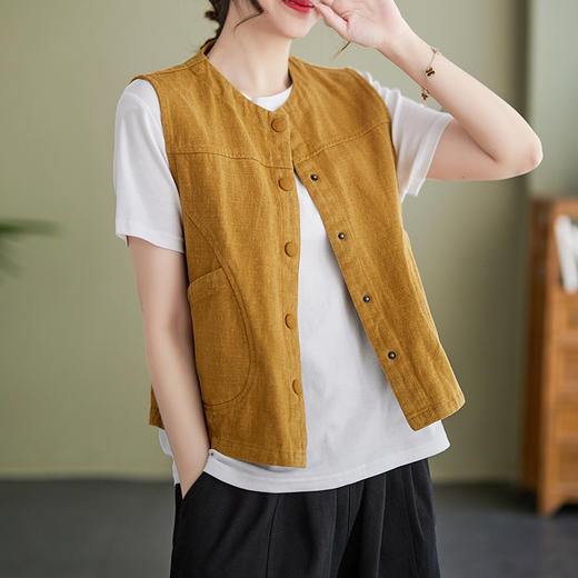 GYH 8761休闲马甲文艺范坎肩文艺复古显瘦马夹 商品图3