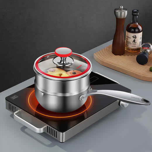 康佳（KONKA）304不锈钢奶锅蜂窝不粘锅不挑炉多功能三件套 商品图2