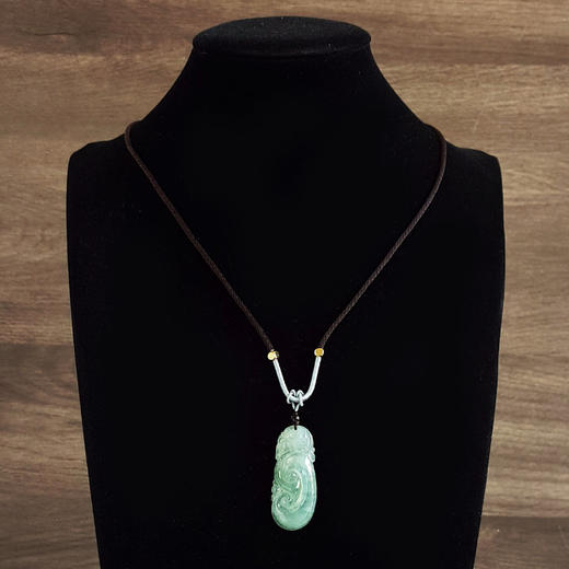 【天然正品】A货翡翠天然细腻冰种飘蓝花如意（万事如意）翡翠吊坠项链女士120925NJM10现售价：880特价 商品图8