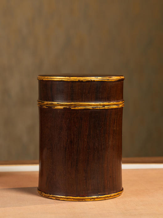 清	红木整挖金漆圆香筒 商品图0